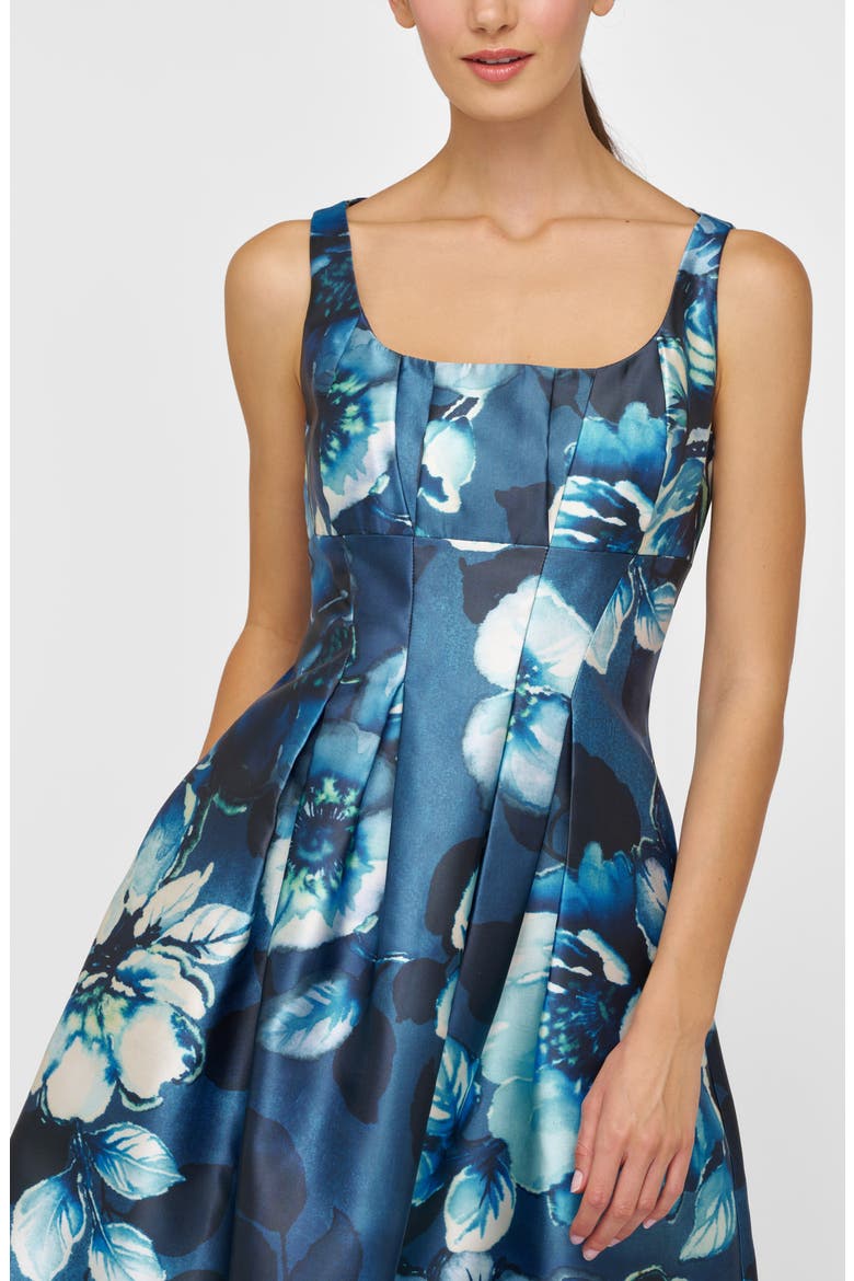 June Floral Mikado Cocktail A-Line Dress, Alternate, color, DARK INK MULTI