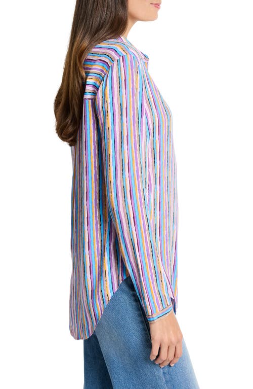 Shop Nic + Zoe Nic+zoe Solstice Stripe Button-up Shirt In Purple Multi