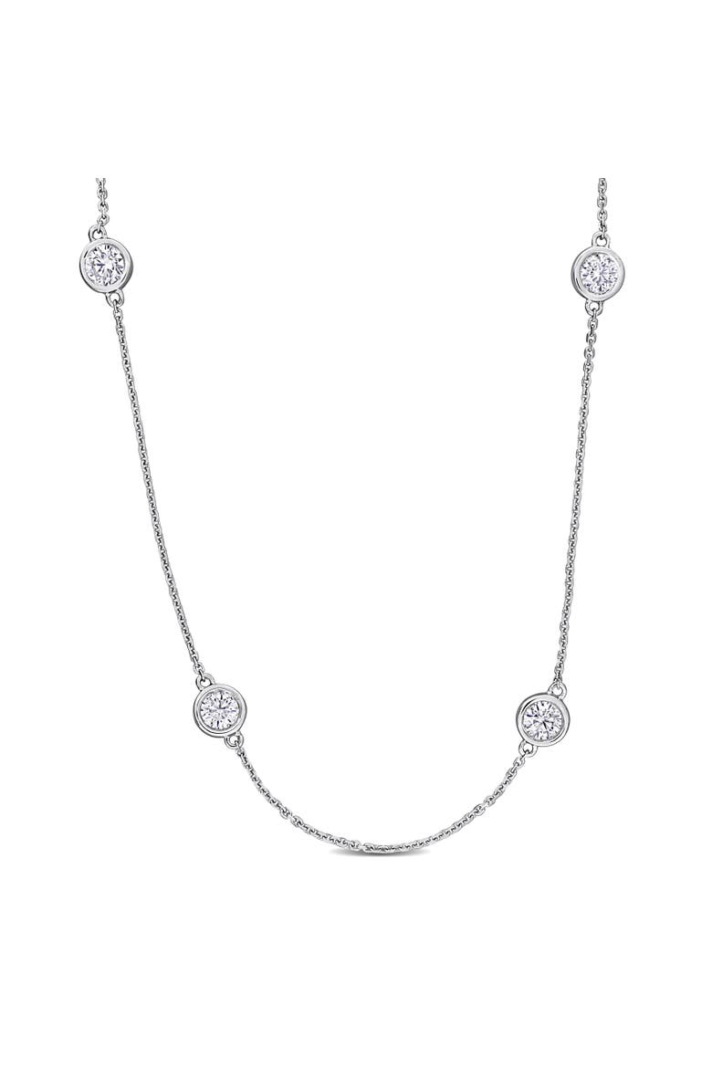 Lab-Grown Diamond Station Necklace 14k, Main, color, White Gold
