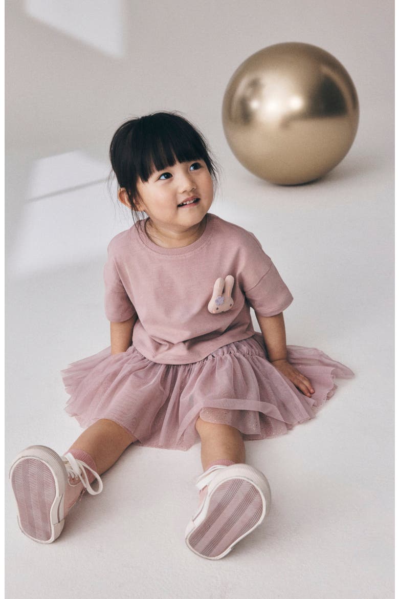 Kids' Bunny Top & Sparkle Skirt Set, Alternate, color, PINK