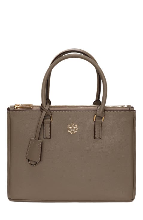 Top Handle Leather Purse with Crossbody Strap