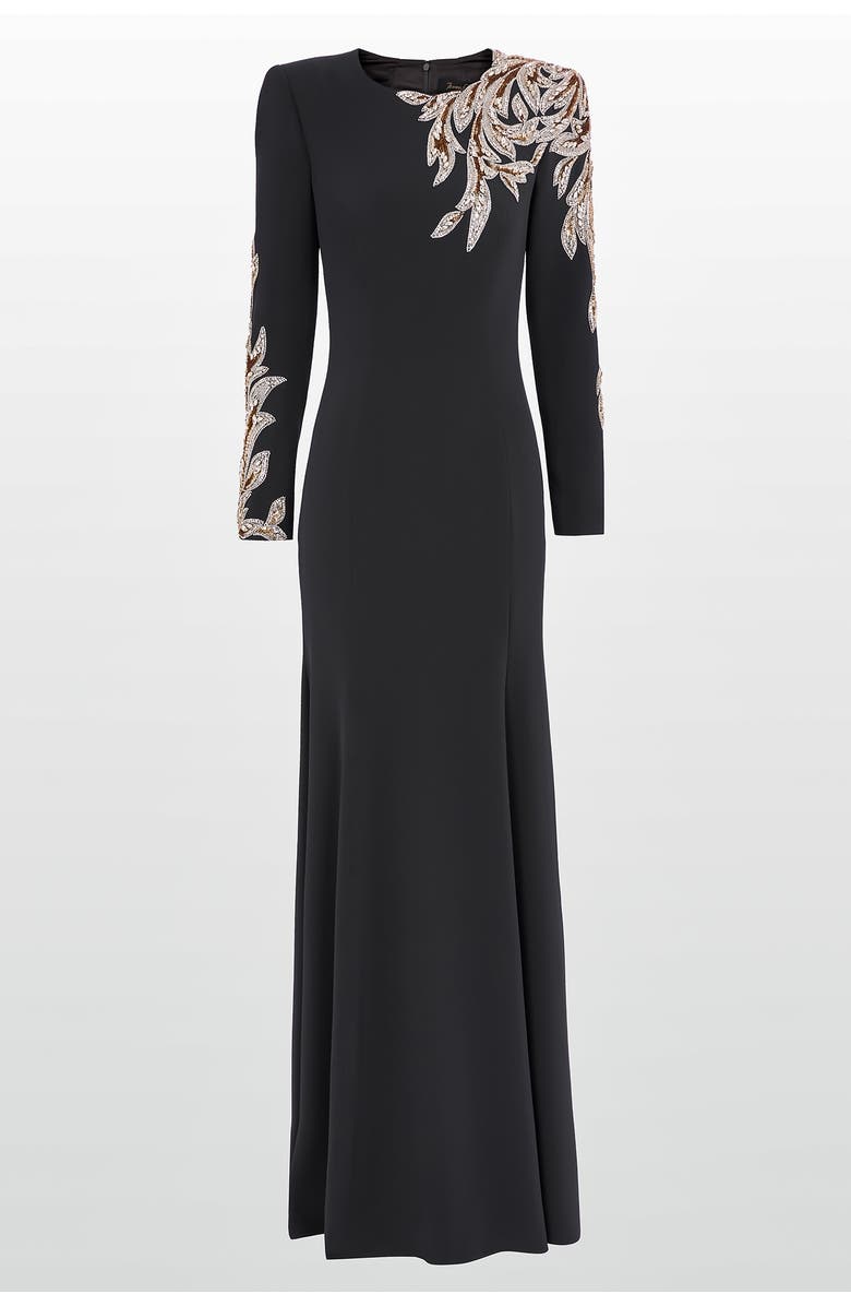 Jenny Packham Honor Sequin-Embellished Maxi Gown, Main, color, Shadow Grey