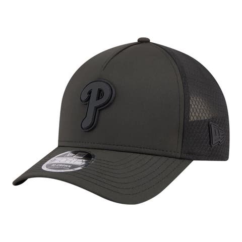 Men's New Era  Black Philadelphia Phillies Badged M-Crown A-Frame 9FORTY Trucker Adjustable Hat
