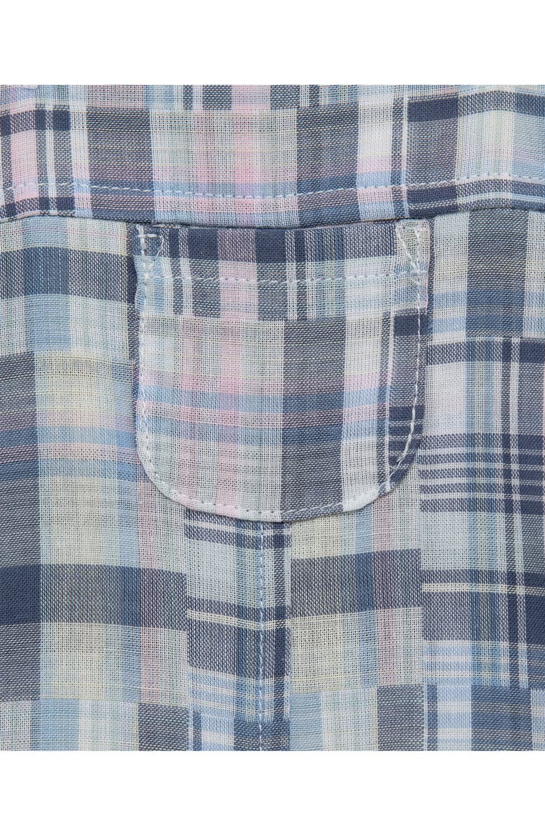 Little Me Polo & Madras Plaid Overalls, Alternate, color, Plaid