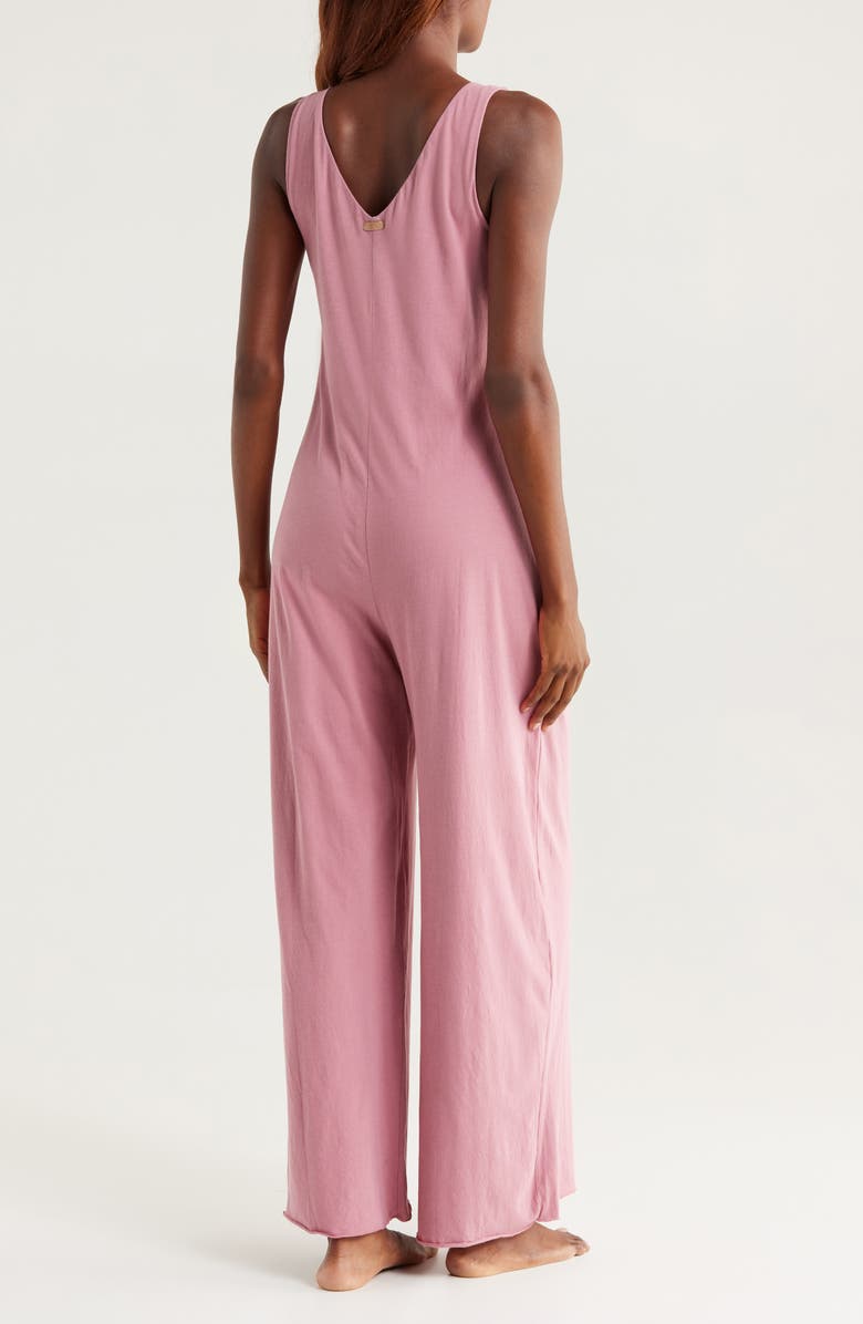 Lunya Organic Pima Cotton Wide Leg Lounge Jumpsuit, Alternate, color, Clarion Rose