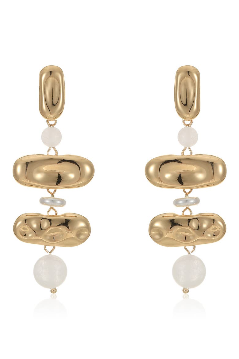 Molten Tiered Bead Linear Drop Earrings, Alternate, color, WHITE