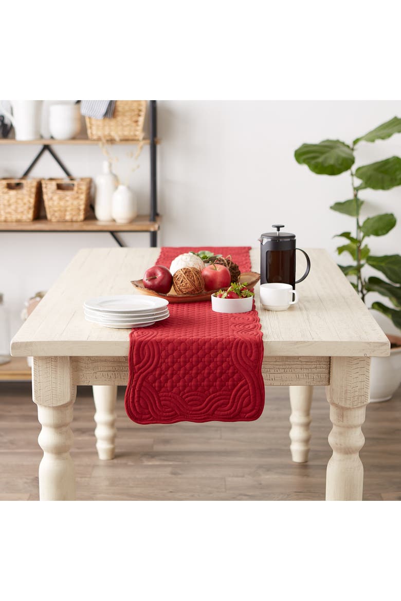Cranberry Quilted Farmhouse Table Runner, Alternate, color, Cranberry
