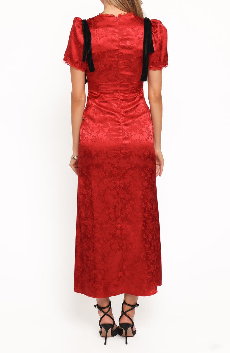 Petal & Pup Lomandra Brocade & Velvet Tie Maxi Dress, Alternate, color, Red Jacquard