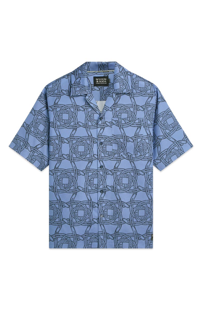 Scotch & Soda Horseshoe Print Camp Shirt, Alternate, color, Horseshoes Infinity