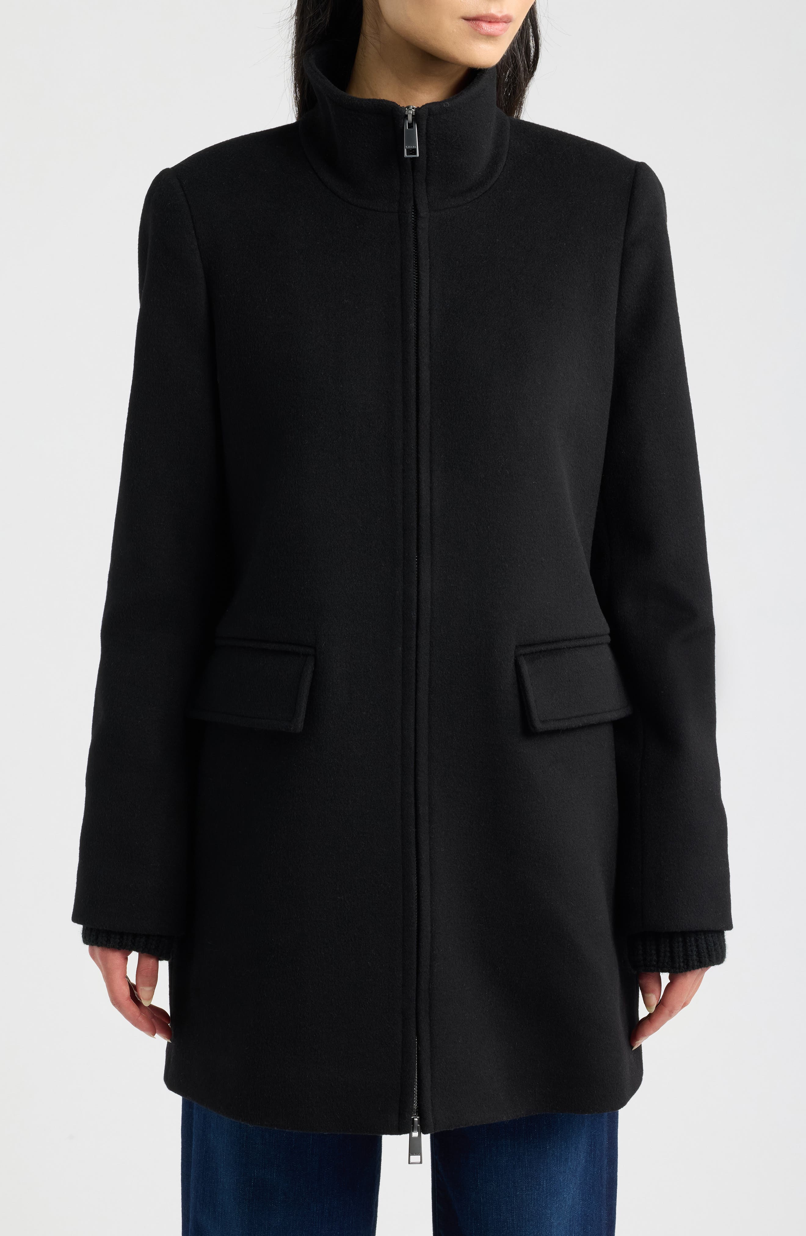 Женские куртки Vince Stand Collar Wool & Cashmere Blend Coat — фото 4