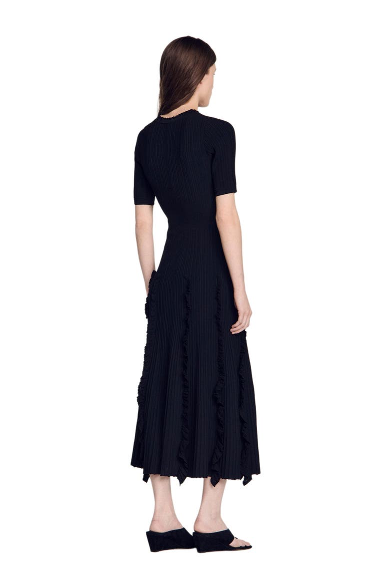 Knit maxi dress with ruffles, Alternate, color, Black