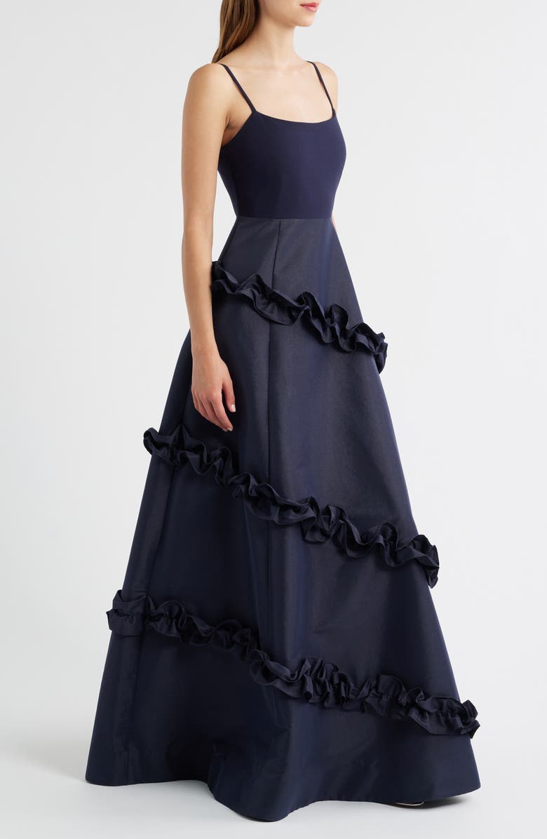 LIKELY Arissa Ruffle Ballgown, Alternate, color, Navy