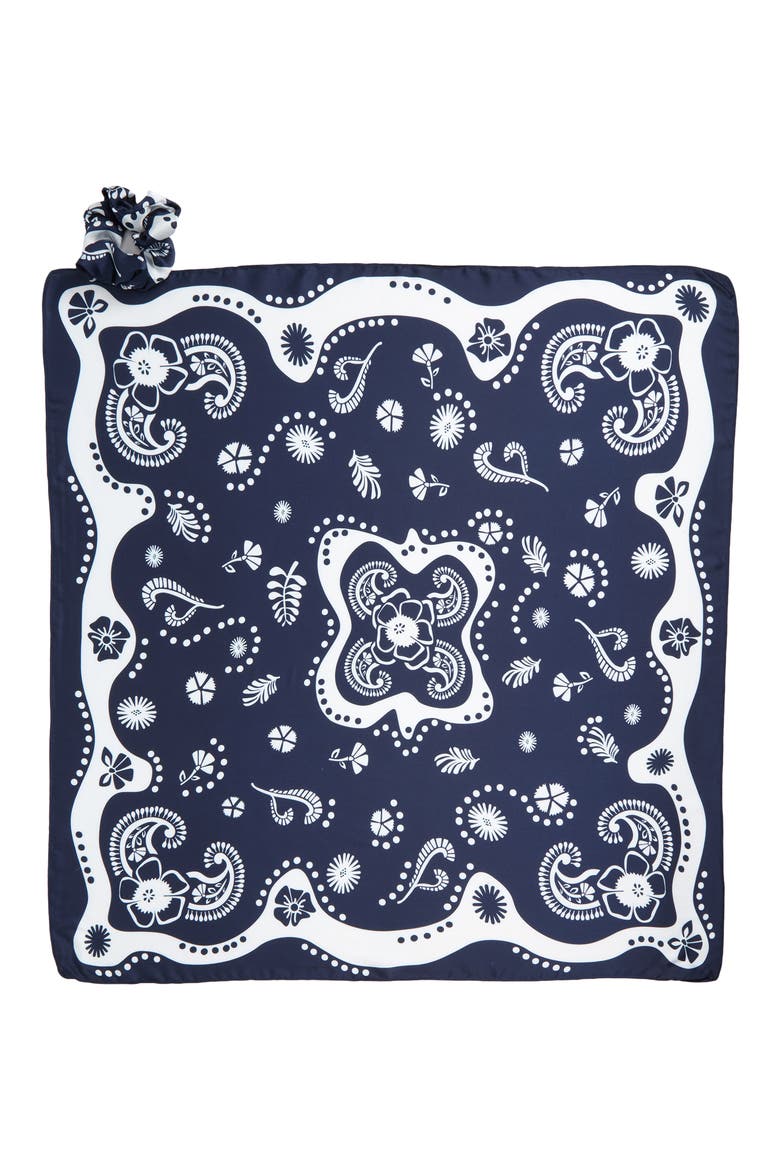 Paisley Print Scrunchie Scarf, Alternate, color, BLUE MULTI COMBO