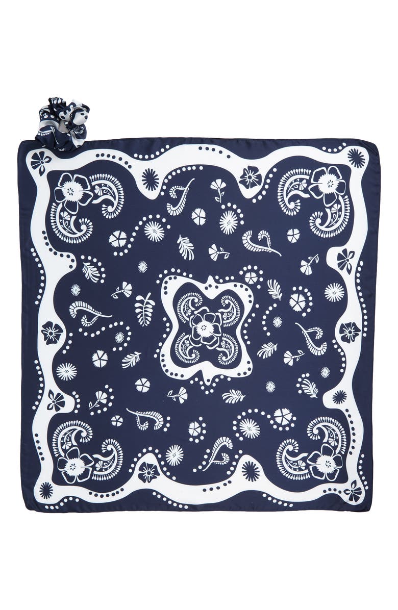 Treasure & Bond Paisley Print Scrunchie Scarf, Alternate, color, Blue Multi Combo