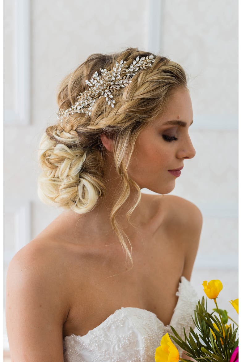 Serena Crystal Hair Comb, Alternate, color, GOLD