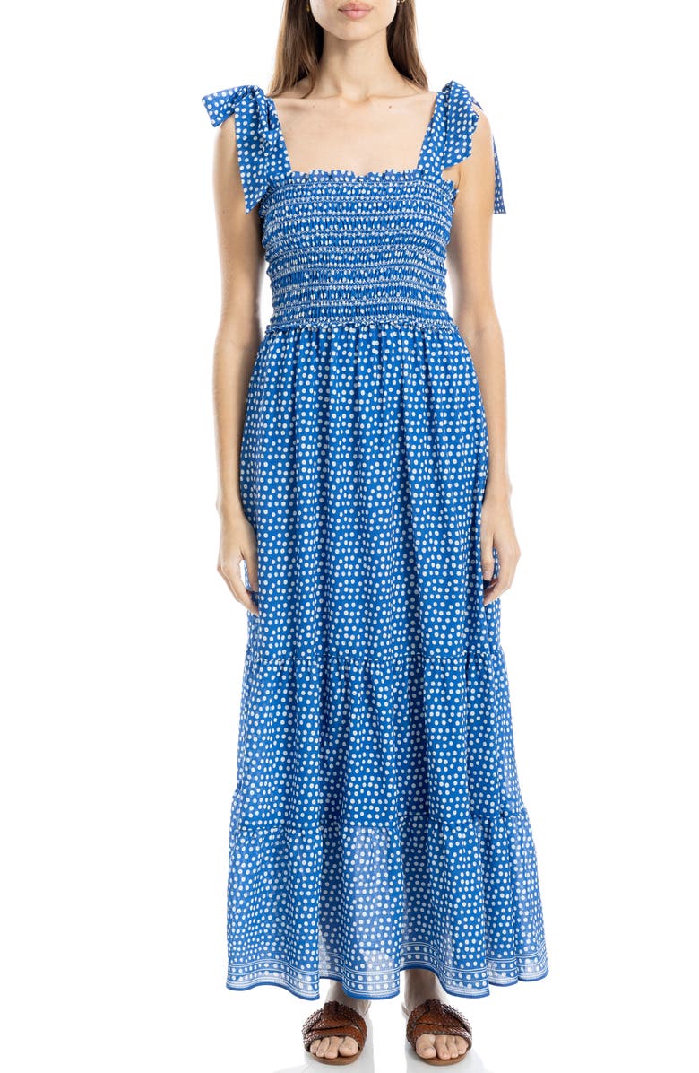 MAX STUDIO Shoulder Tie Maxi Dress, Alternate, color, Blue