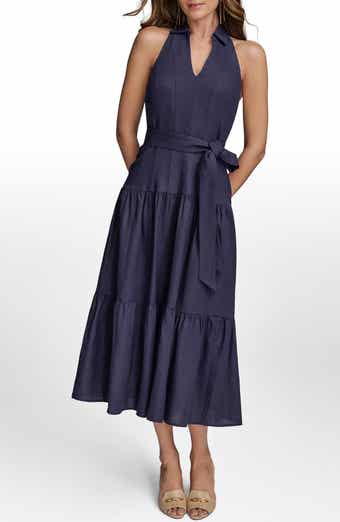 Donna Karan New York Linen Blend Halter Dress