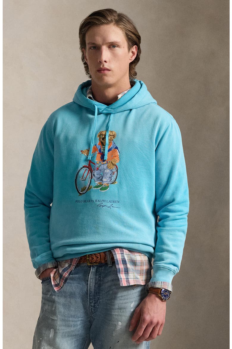 Polo Bear Graphic Hoodie, Alternate, color, PERFECT TURQUOISE- SUMMER BEAR