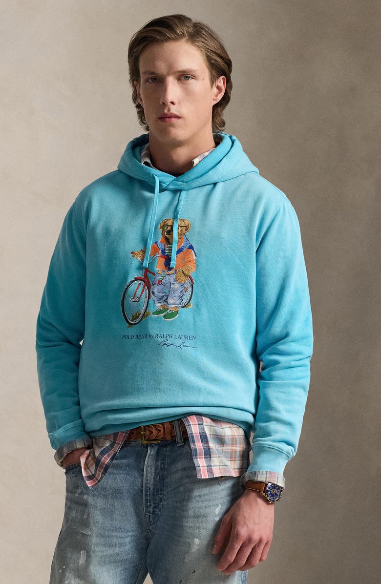 Polo Ralph Lauren Polo Bear Graphic Hoodie, Alternate, color, Perfect Turquoise- Summer Bear