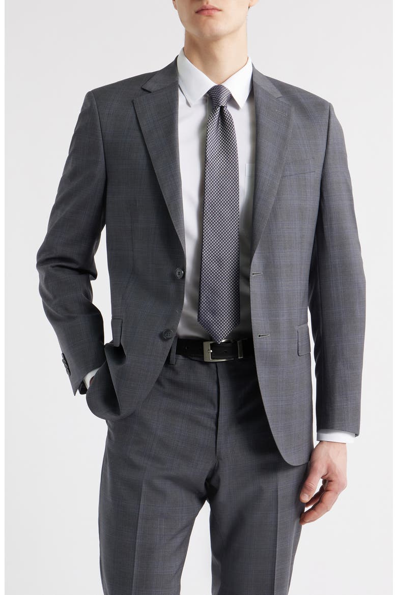 Flynn Classic Fit Charcoal Grey Plaid Wool Suit, Alternate, color, GREY