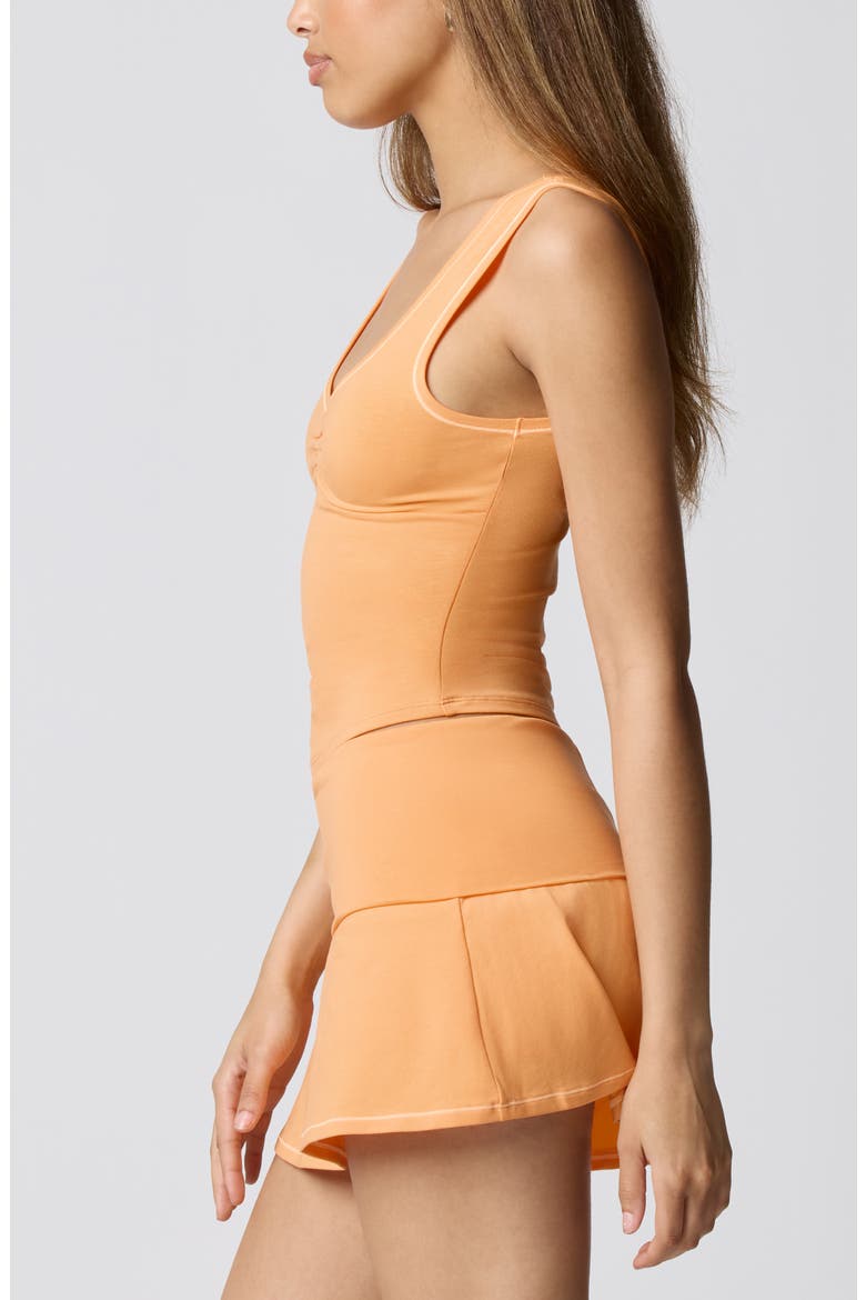 Ruched Bust Cotton Blend Tank, Alternate, color, PAPAYA