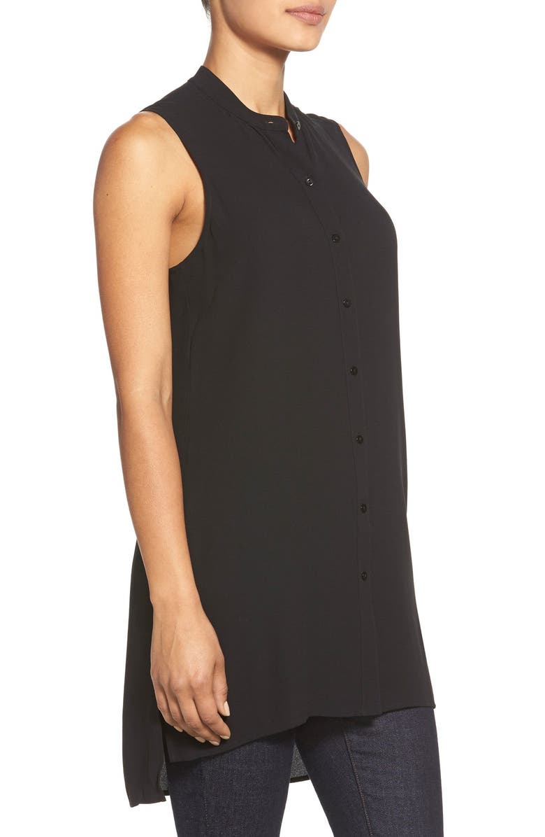 Eileen Fisher Sleeveless Mandarin Collar Silk Tunic, Alternate, color, 