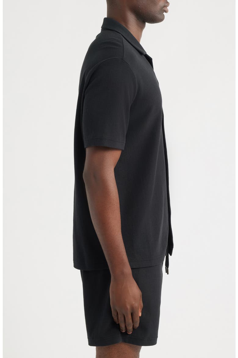 Seaport Knit Cotton Camp Shirt, Alternate, color, BLACK
