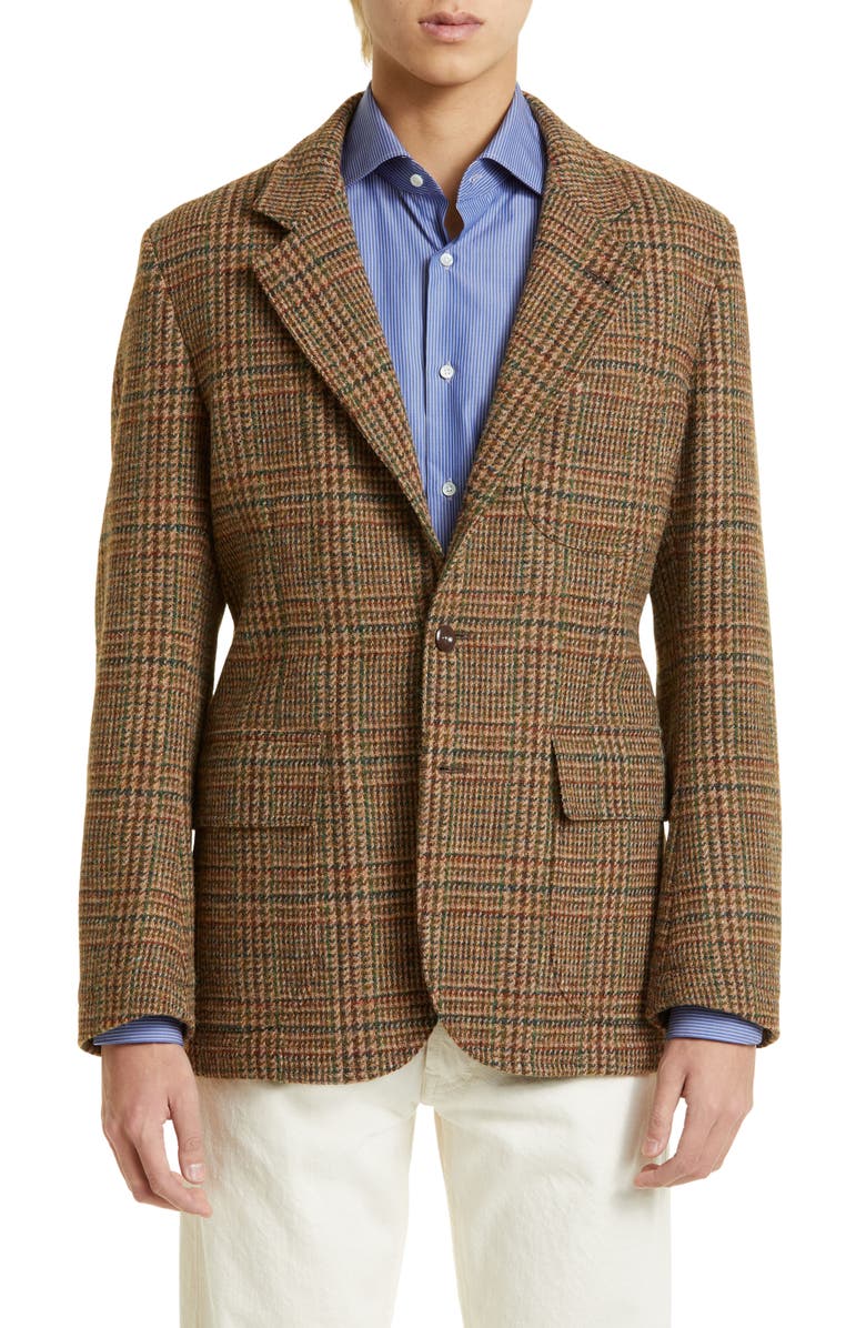Drake's Games Mk. VII Prince of Wales Check Harris Tweed Wool Blazer, Main, color, 