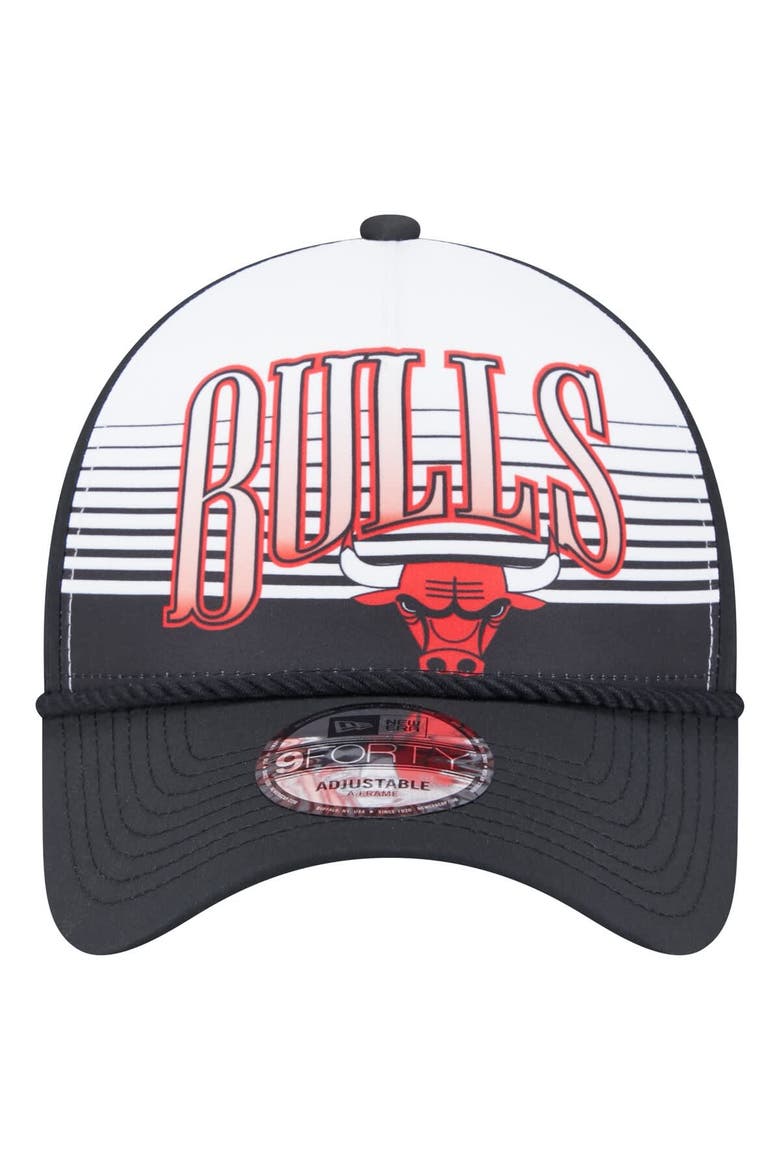 Men's New Era Black Chicago Bulls Throwback Gradient A-Frame 9FORTY Adjustable Hat, Alternate, color, Black