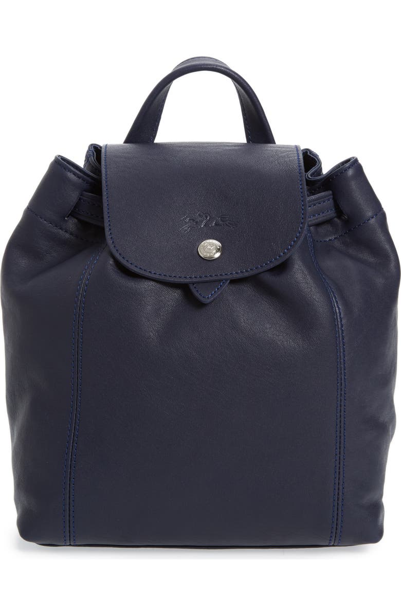Longchamp Le Pliage Cuir Backpack, Main, color, Navy