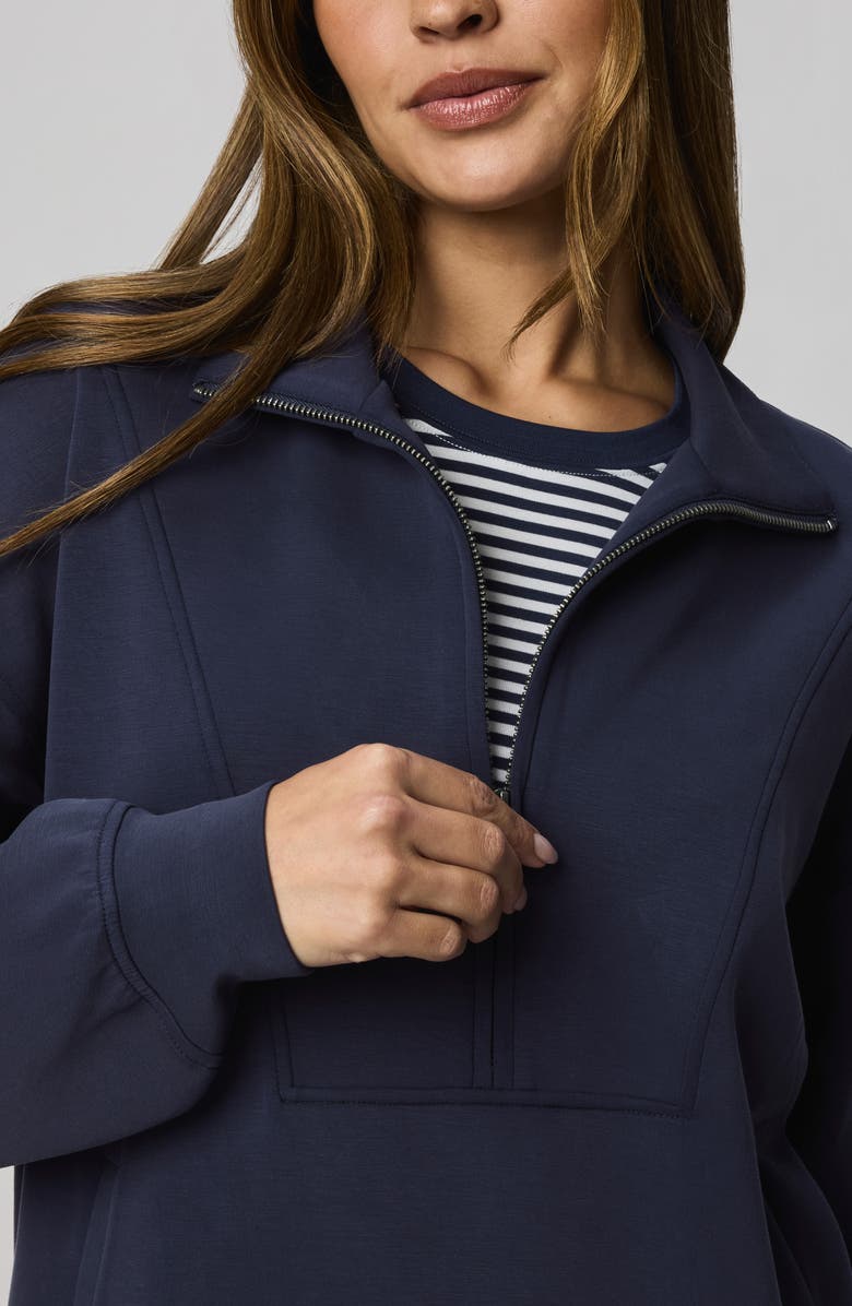 Splendid ScubaSoft Quarter Zip Sweater, Alternate, color, Navy Blue