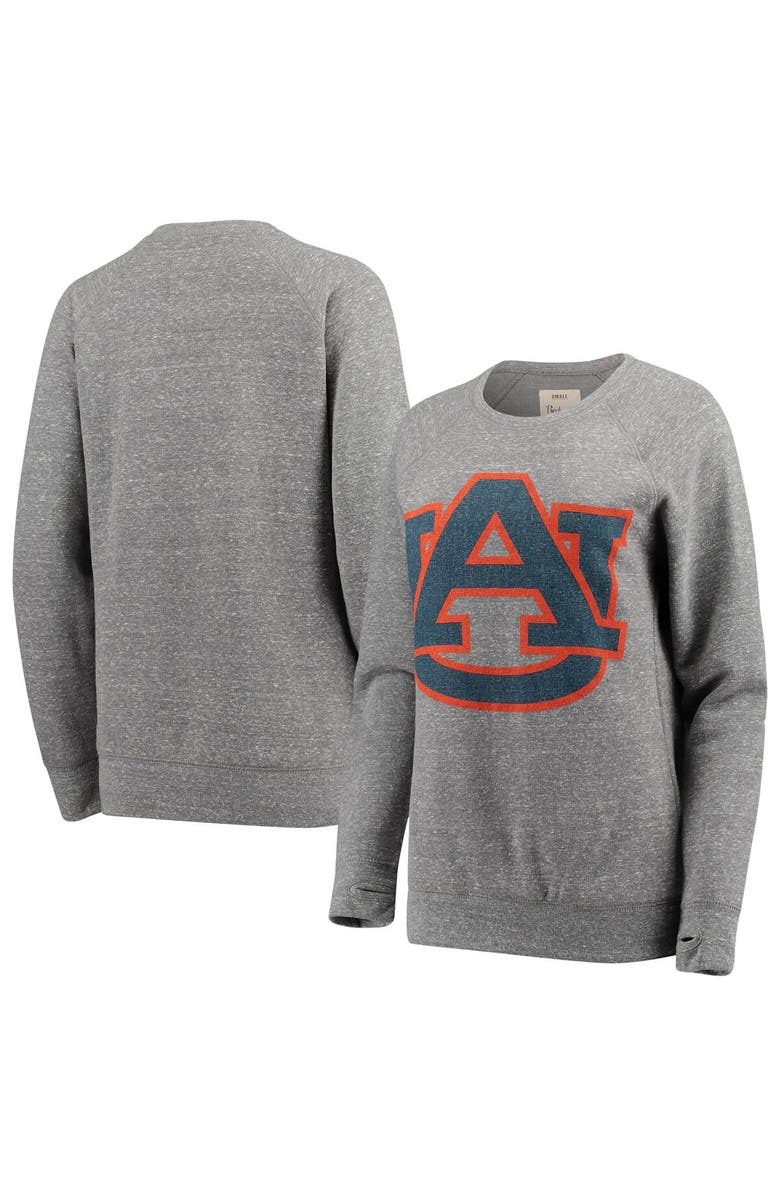 PRESSBOX Women's Pressbox Heathered Gray Auburn Tigers Big Team Logo Knobi Fleece Tri-Blend Crew Neck Sweatshirt, Main, color, Heather Gray