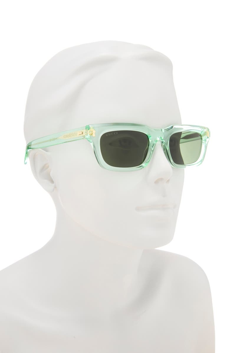 Gucci 51mm Square Sunglasses, Alternate, color, Green Green Green