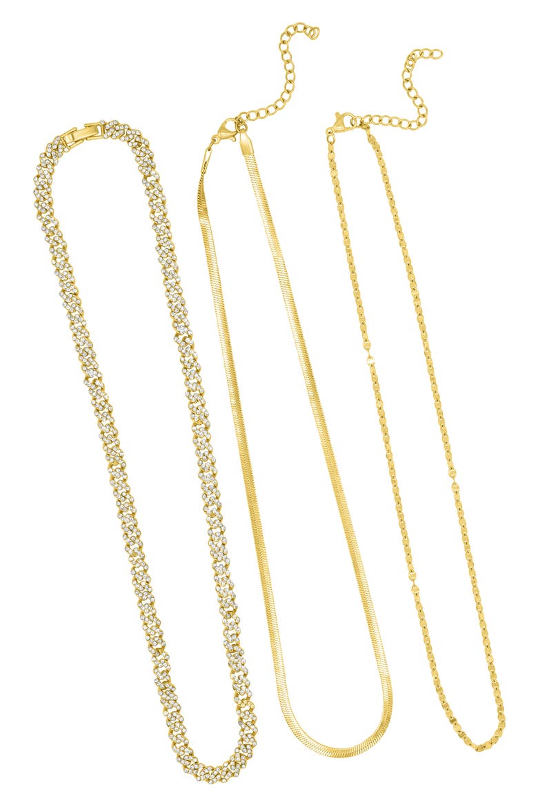 Set of 3 Mixed Chain Necklaces, Alternate, color, GOLD