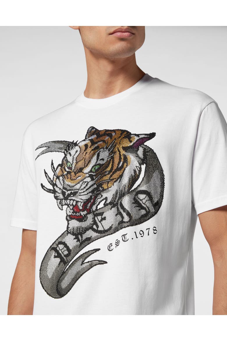 T-Shirt Round Neck Tattoo Men, Alternate, color, white