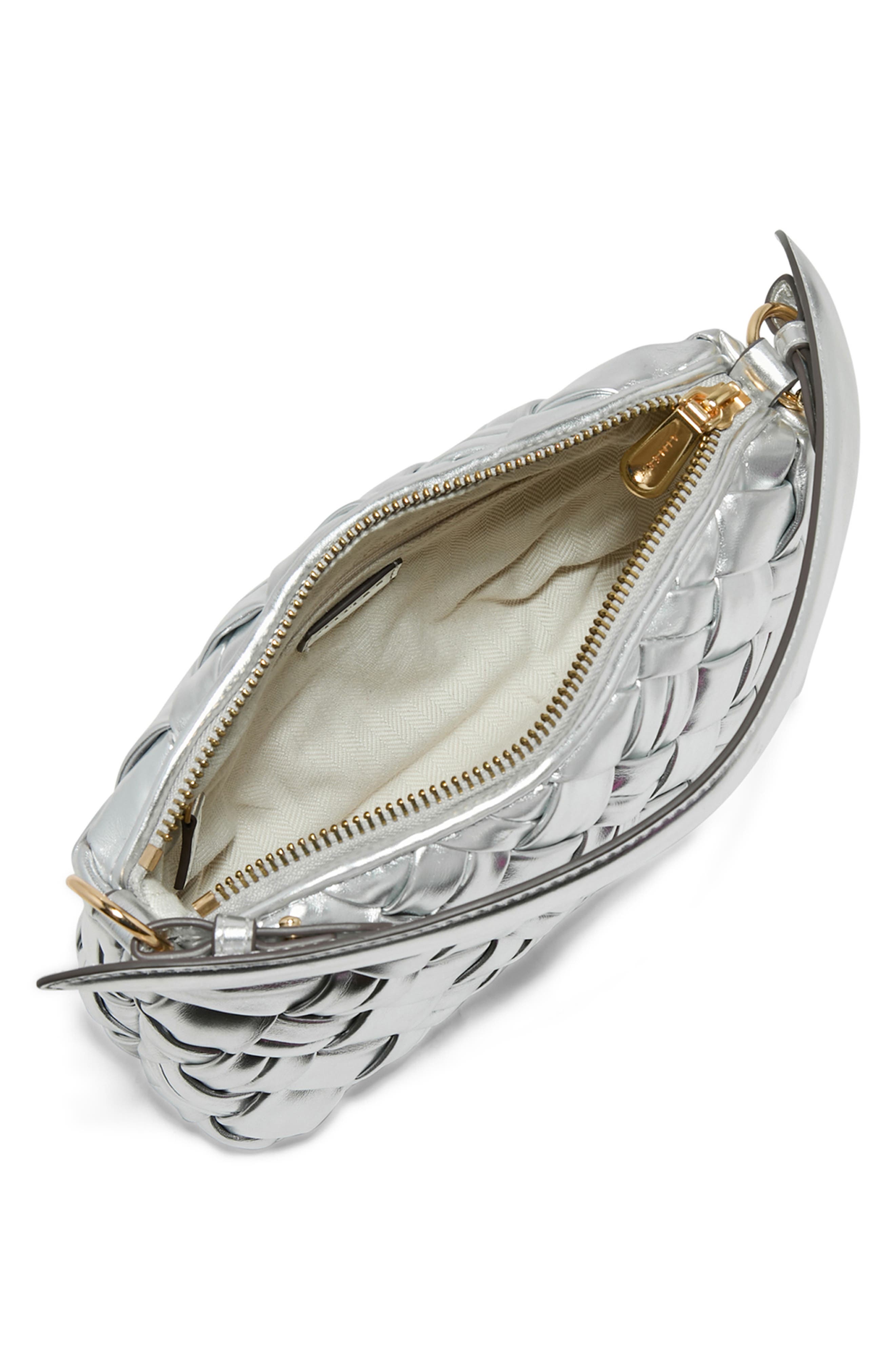 Ava Convertible Leather Shoulder Bag, Alternate, color, WOVEN METALLIC