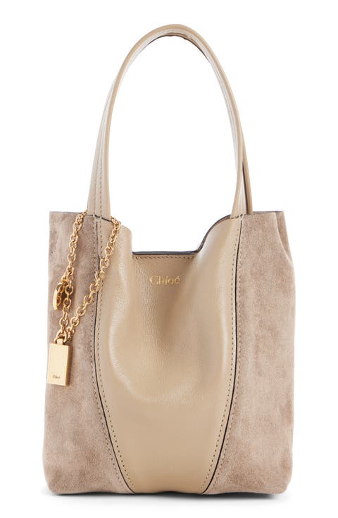 Medium Spin Leather & Suede Tote