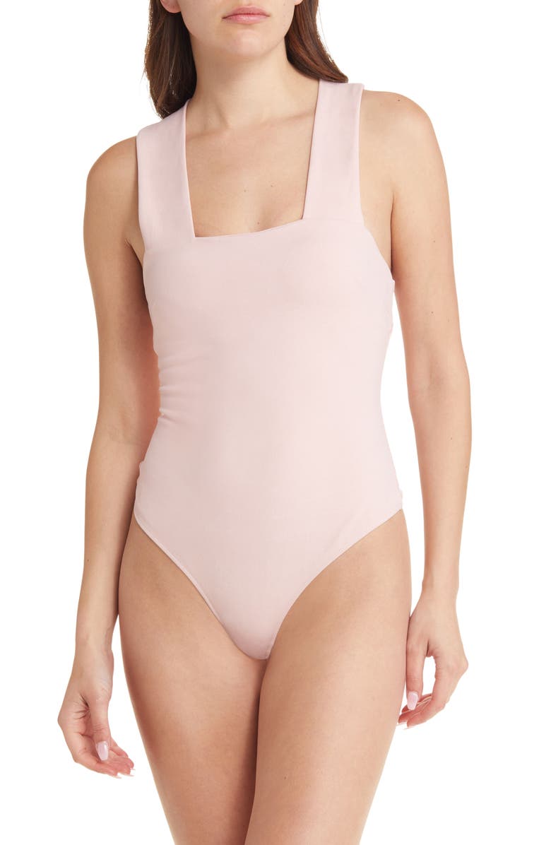 Free People Intimately FP She's So Sleek Thong Bodysuit, Main, color, Silver Pink