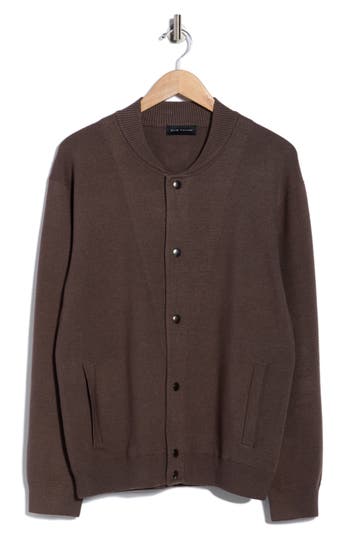 Elie Tahari Varsity Sweater Jacket In Brown