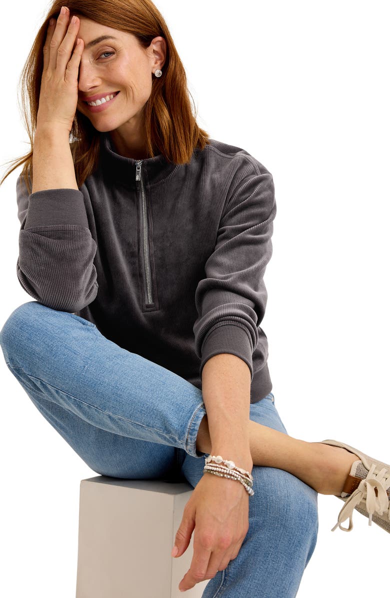 Tommy Bahama Cozy Cord Half Zip Sweatshirt, Alternate, color, Steel Wool