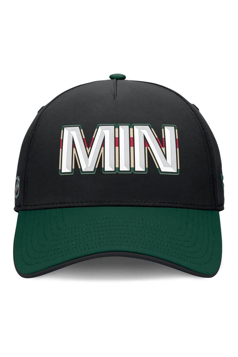 Men's Fanatics Black/Green Minnesota Wild Authentic Pro Rink Team Code Flex Hat, Alternate, color, Black