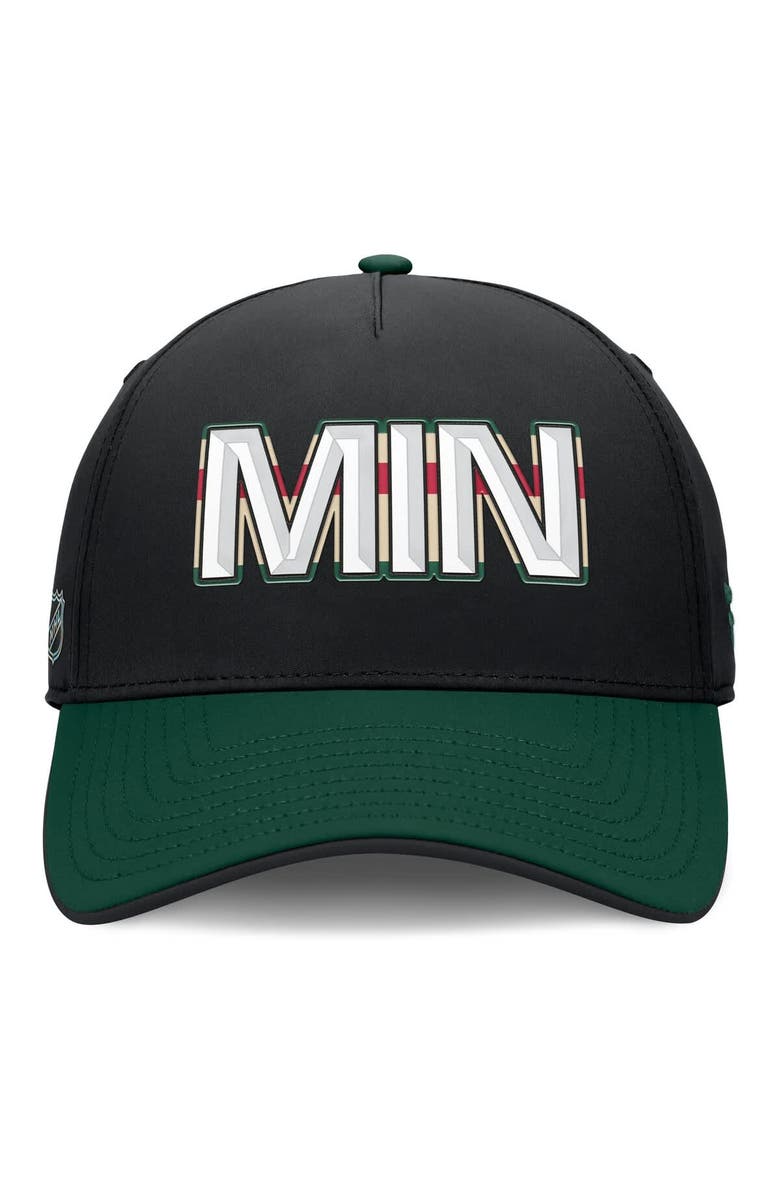 FANATICS Men's Fanatics Black/Green Minnesota Wild Authentic Pro Rink Team Code Flex Hat, Alternate, color, Black