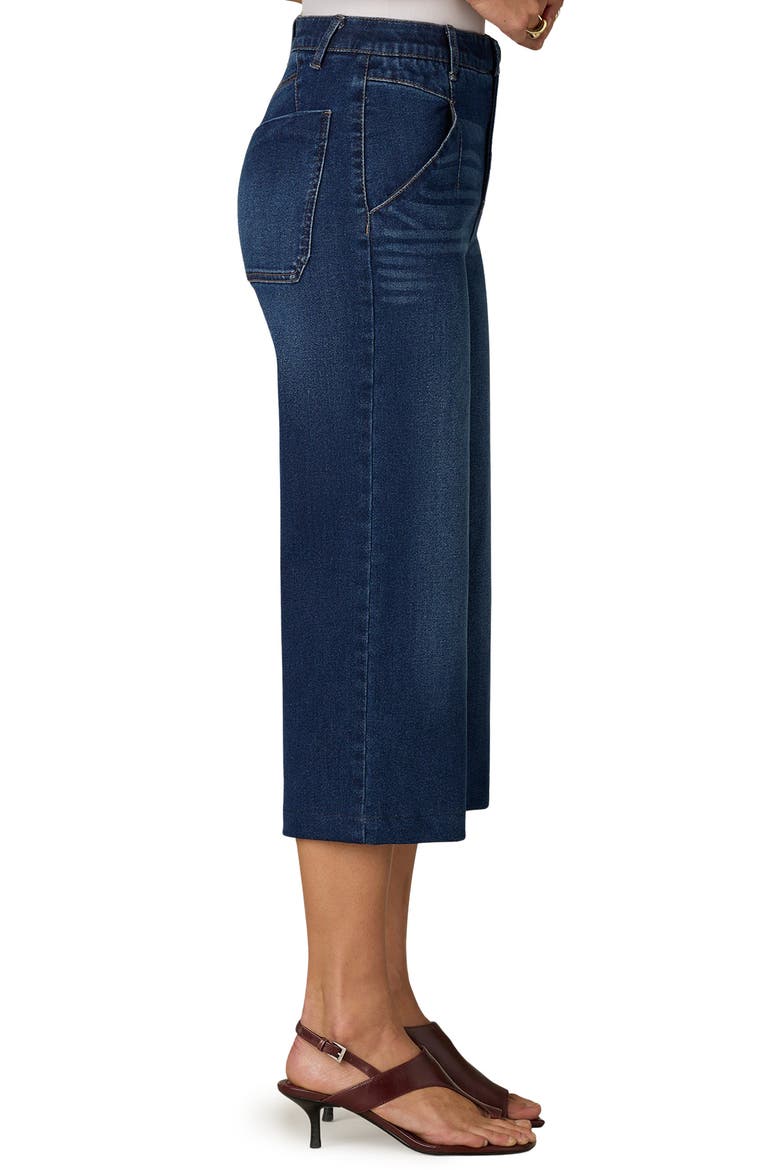 Wyatt Skyrise V-Pocket Wide Leg Denim Culottes, Alternate, color, INDIGO