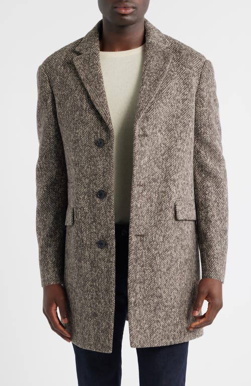 Cardinal of Canada Sherwood Wool & Alpaca Blend Herringbone Topcoat in Taupe Herringbone  product