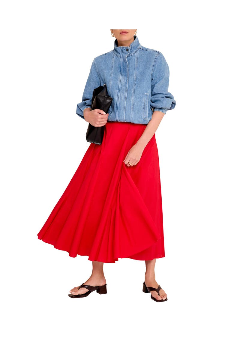 Cotton Full Midi Skirt, Main, color, Red