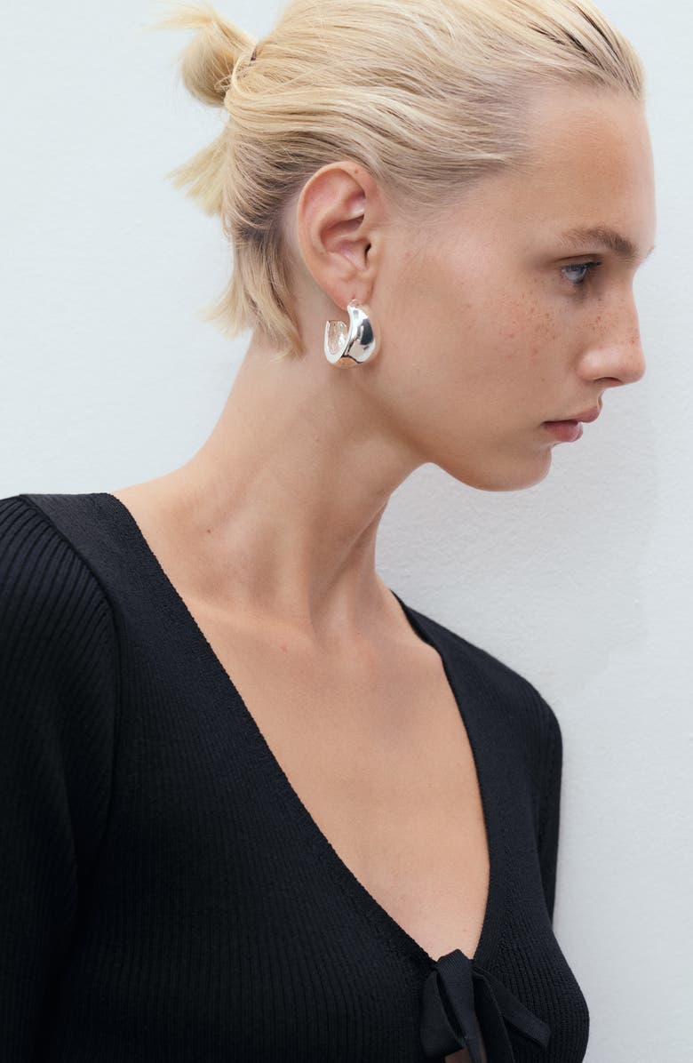 MANGO Tie Front Cardigan, Alternate, color, Black