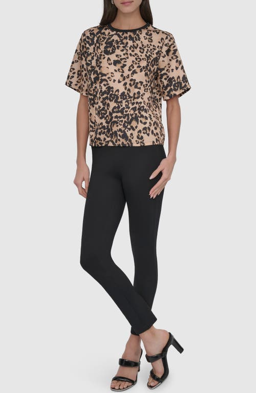 Dkny Print Scarf Twill Short Sleeve Top In Multi