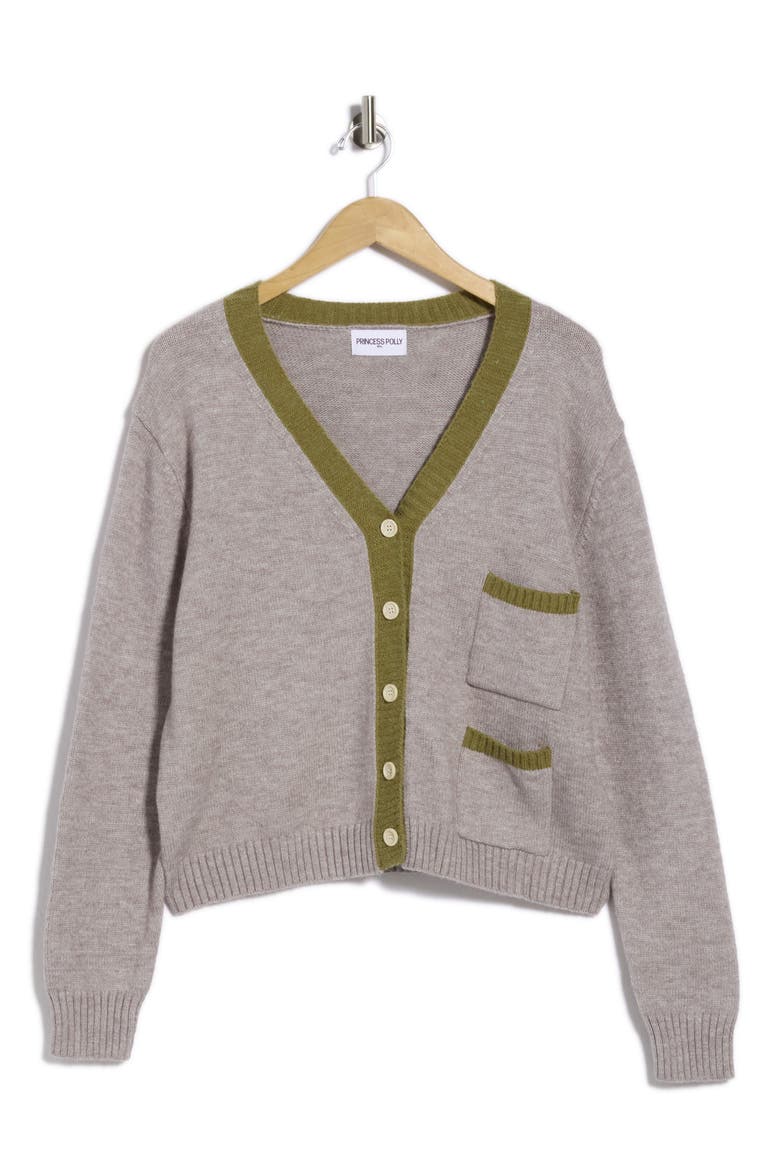 Atira Contrast Knit Cardigan, Main, color, GREY