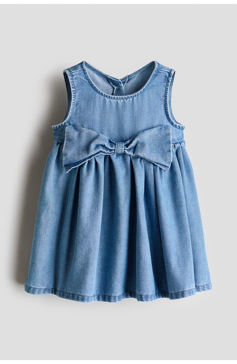 H&M Bow-detail Denim Dress, Main, color, Denim Blue