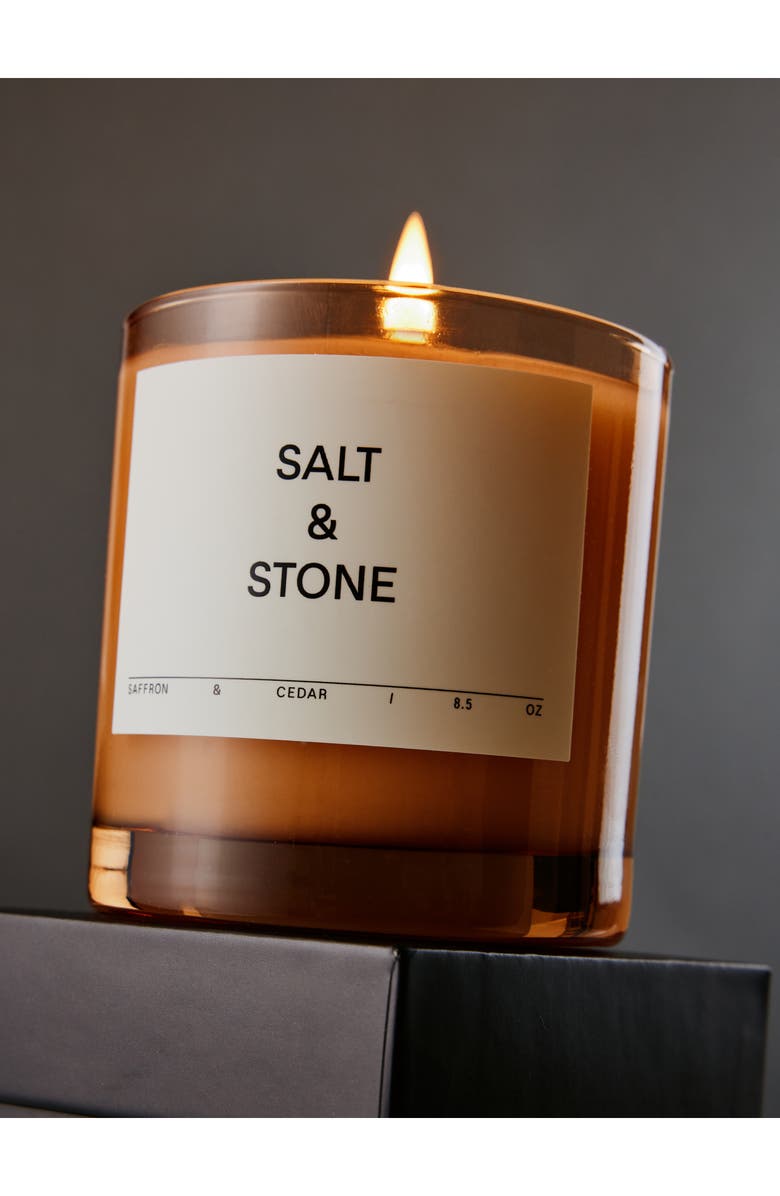 SALT & STONE Saffron & Cedar Scented Candle, Alternate, color, 